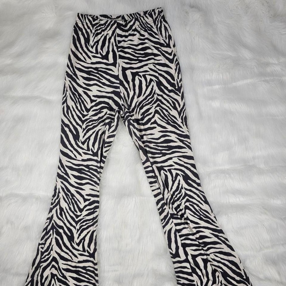 Nasty Gal Collection Zebra Print Flared Leg Pants Women US 8‎ UK 12